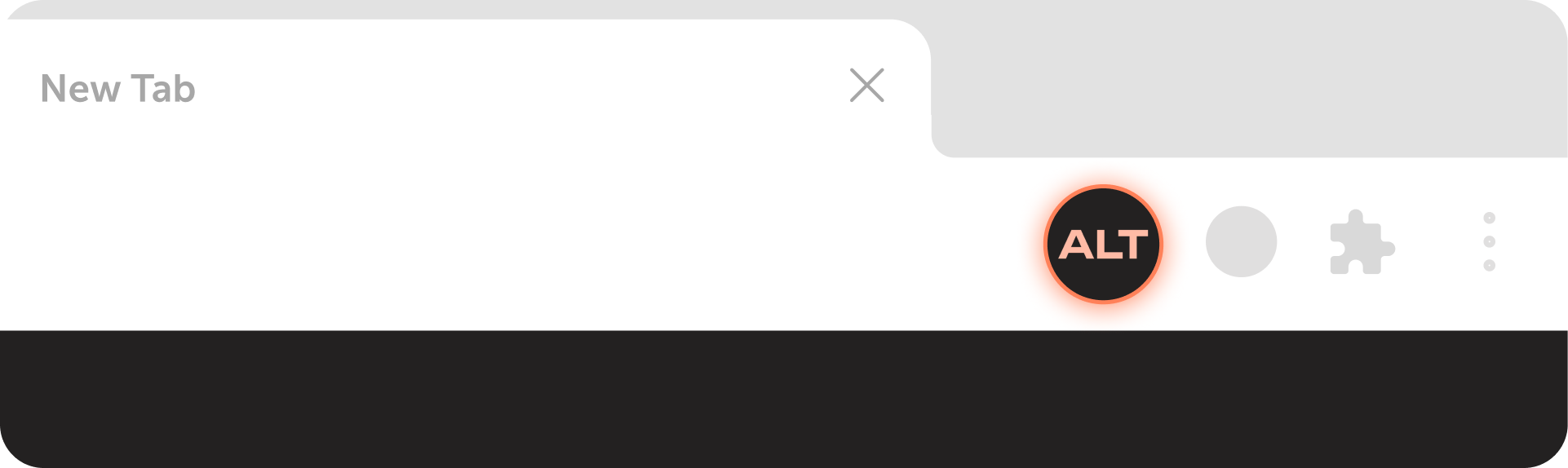 chrome browser task bar showing orange ALT AI icon